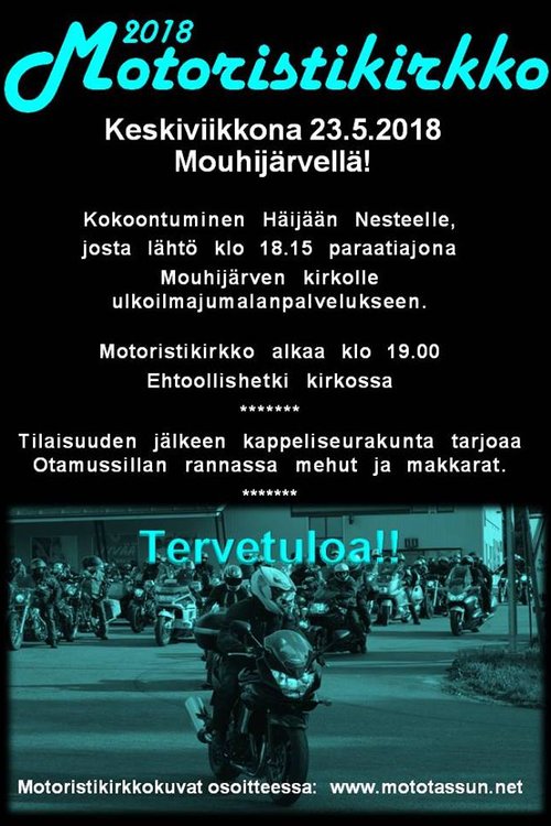 Motoristikirkko 2018 palaa 23.5. Mouhijärvelle.