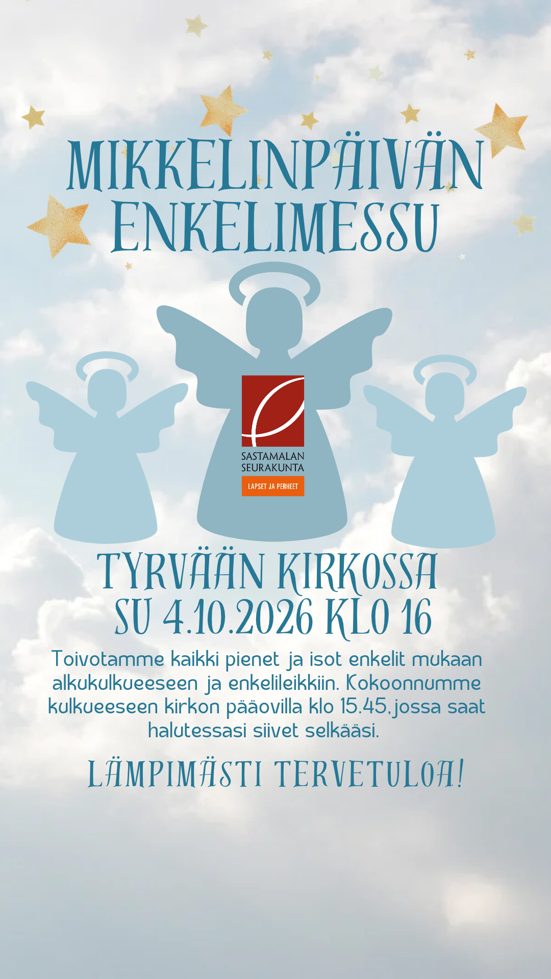 Mikkelinpäivän enkelimessu Tyrvään kirkossa su 4.10. 2026 klo 16.